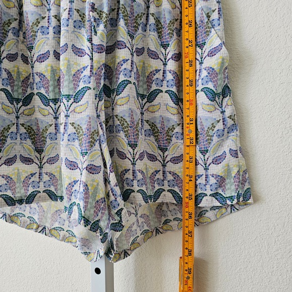 TORY BURCH Silk Mosaic Provence Pompeii Tassels/Smocked Off Shoulder Romper Sz M - Picture 13 of 13